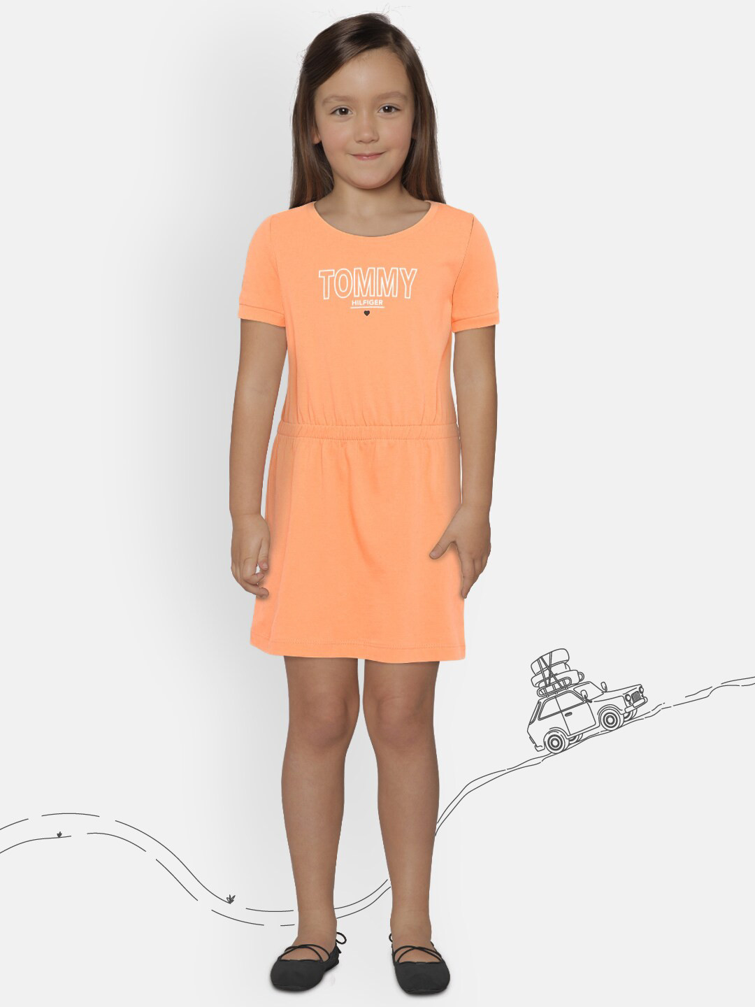 

Tommy Hilfiger Girls Orange Printed Fit and Flare Dress