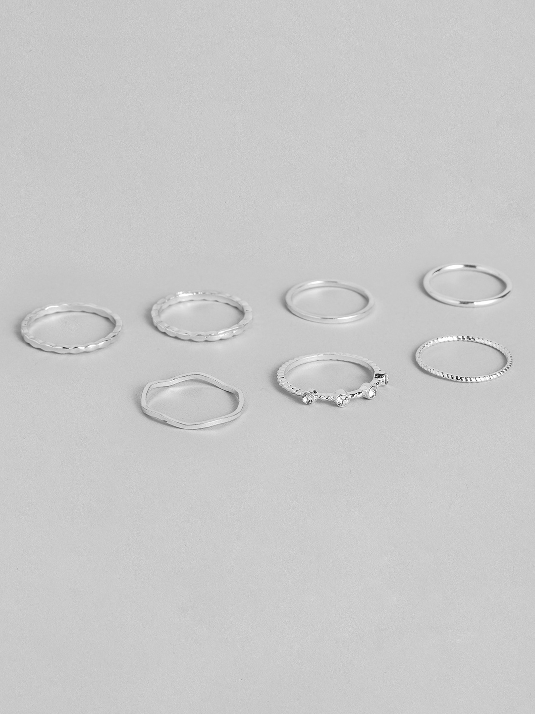 

Accessorize Set of 7 Finger Rings, Silver