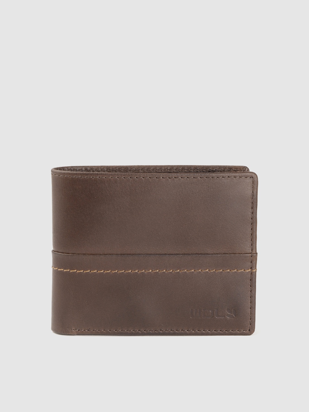 

Woodland Men Coffee Brown Solid Leather Two Fold Wallet