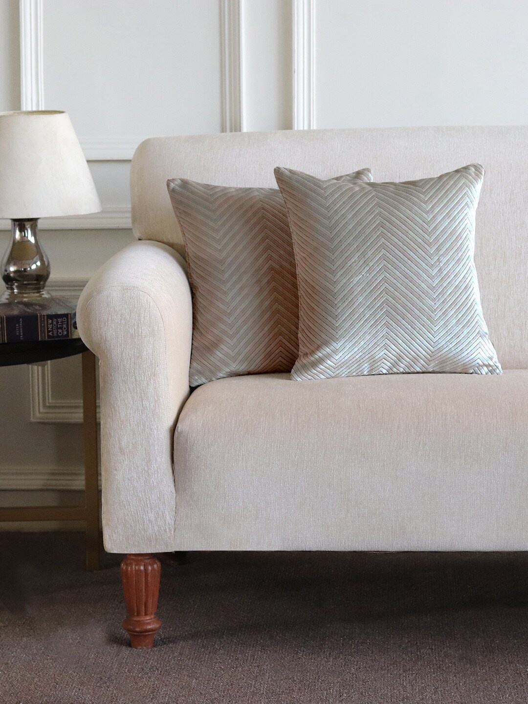 

GM Grey Set of 2 Geometric Square Cushion Covers