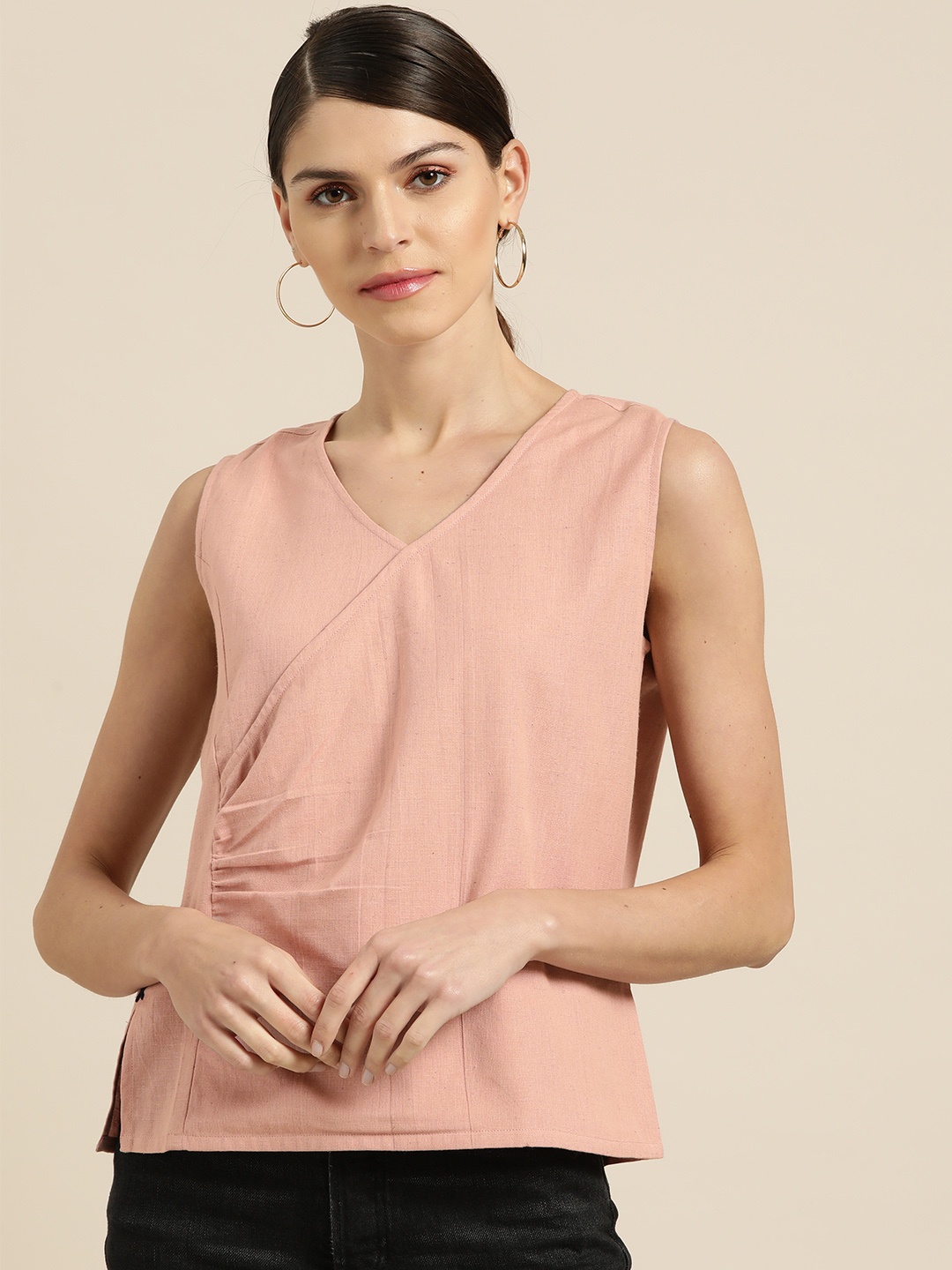 

Shae by SASSAFRAS Women Pink Solid Wrap Top