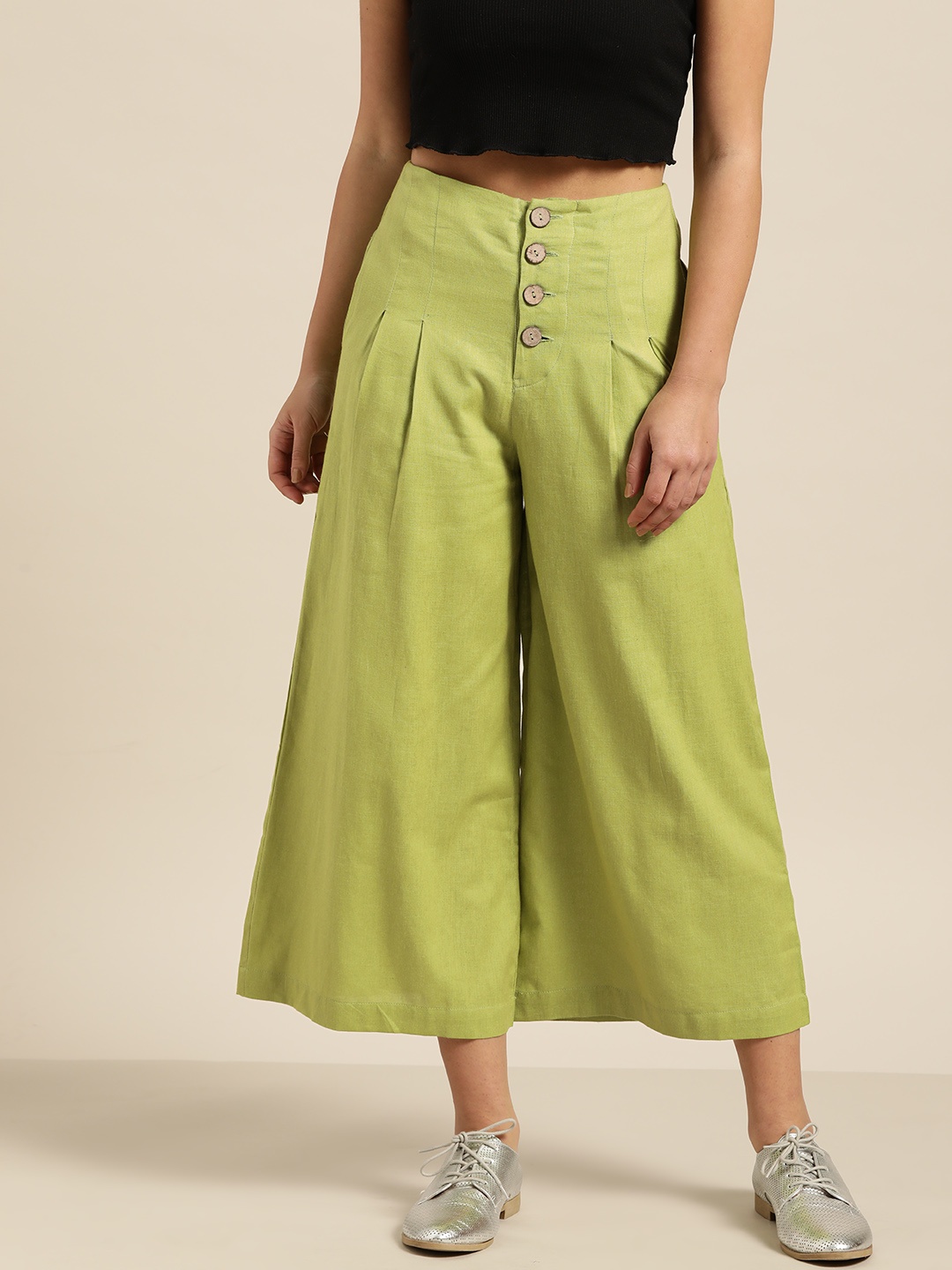 

Shae by SASSAFRAS Women Green Regular Fit Solid Culottes