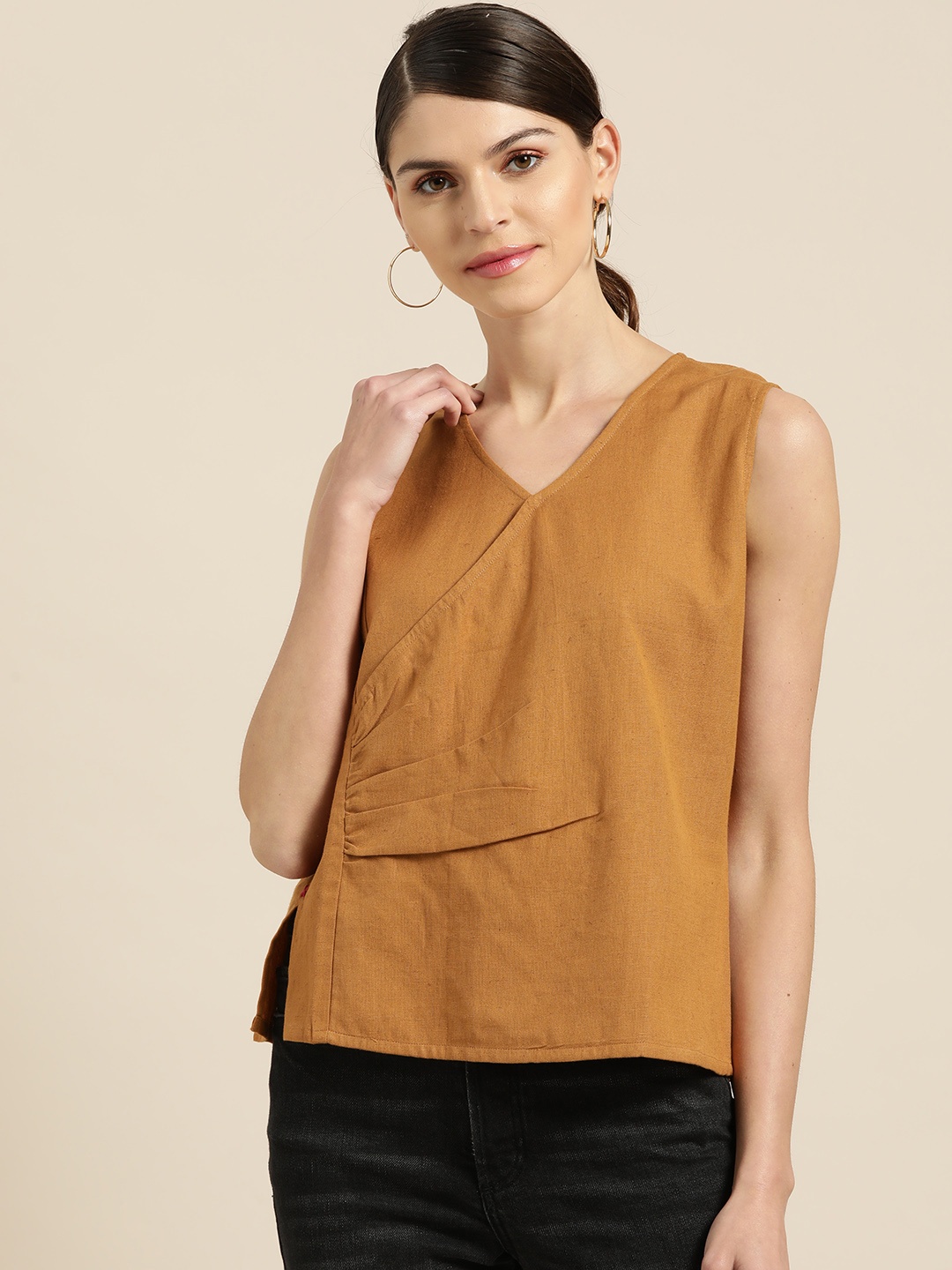 

Shae by SASSAFRAS Women Brown Solid Wrap Top