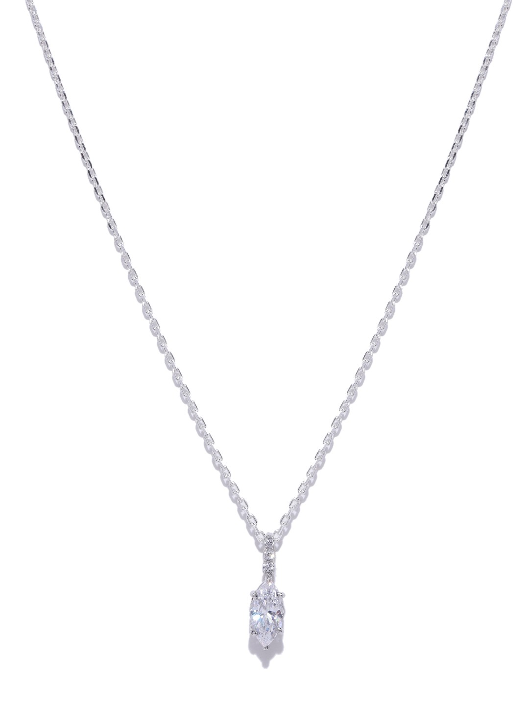 

Clara Women 92.5 Sterling Silver Rhodium Plated CZ-Studded Geometric Pendant with Chain