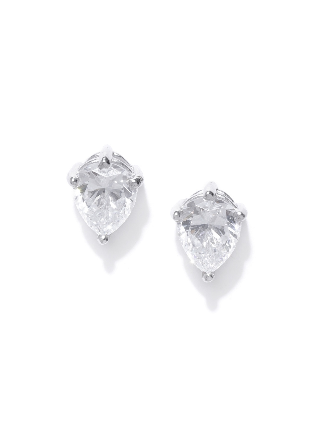 

Clara Silver-Toned Rhodium-Plated Teardrop-Shaped CZ-Studded 92.5 Sterling Silver Studs