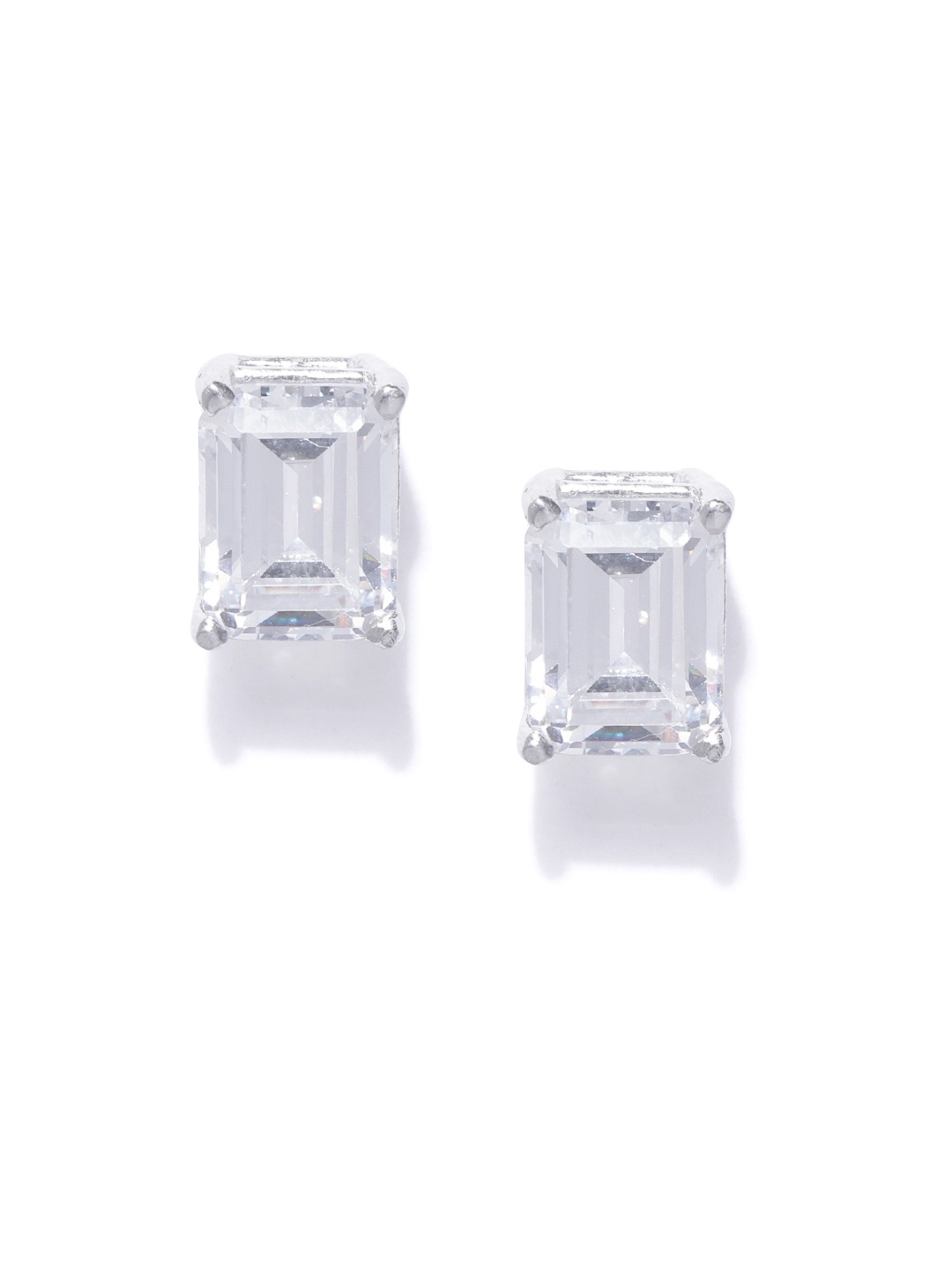 

Clara Silver-Toned Rhodium-Plated CZ-Studded 92.5 Sterling Silver Geometric Studs