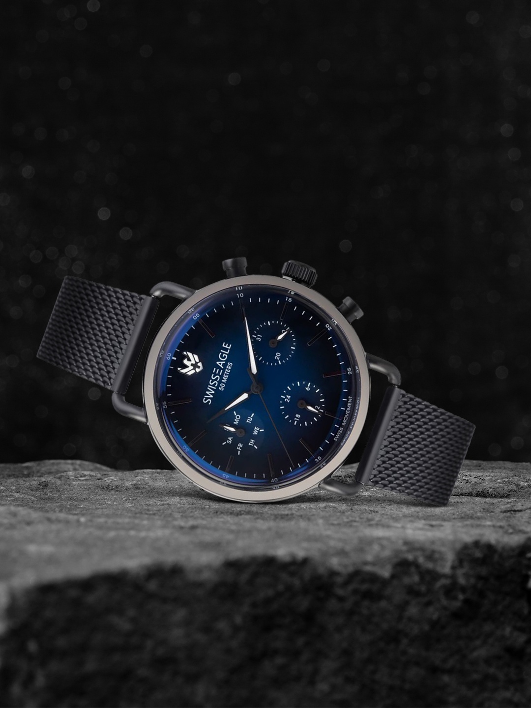 

Swiss Eagle Men Navy Blue Analogue Watch SE-9169-11