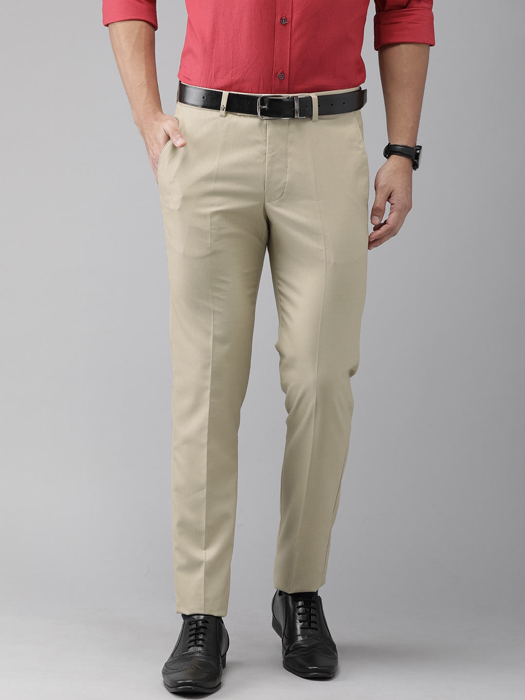 

Turtle Men Beige Ultra Slim Fit Solid Regular Trousers