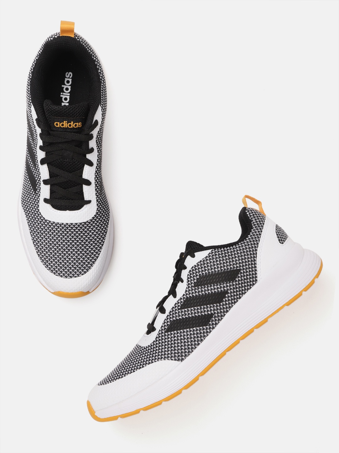 

ADIDAS Men Black & White Woven Design Factor Running Shoes