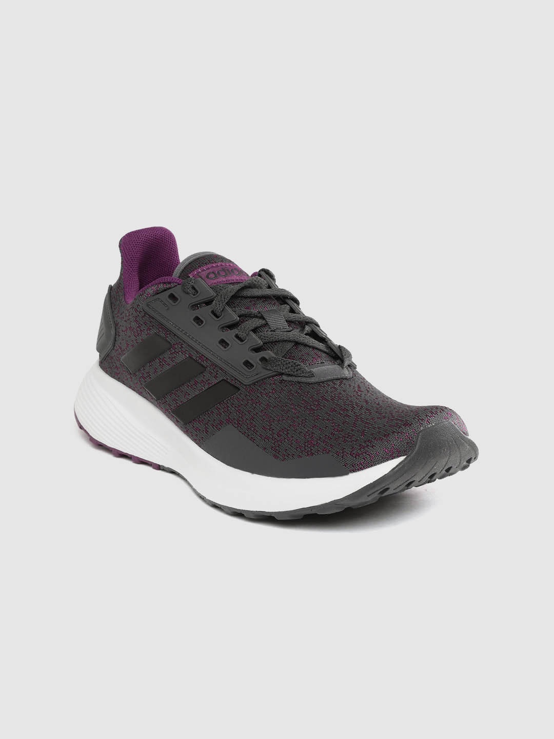 

ADIDAS Women Charcoal Grey & Purple Woven Design Duramo 9 Running Shoes