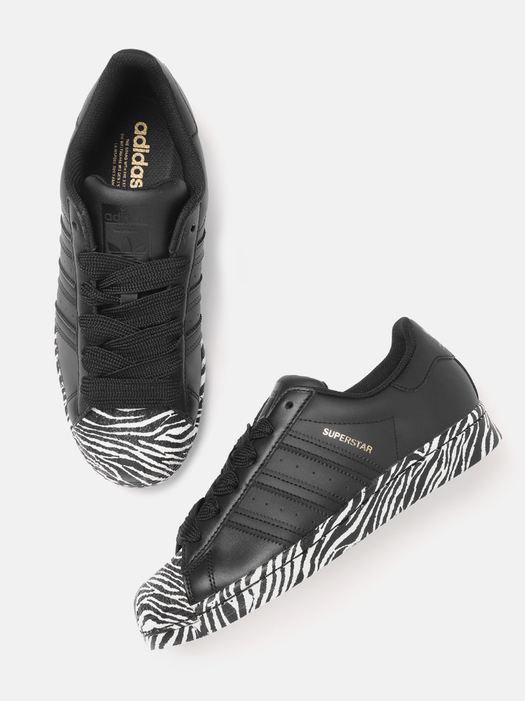 

ADIDAS Originals Women Black & White Superstar Zebra Print Detail Sneakers