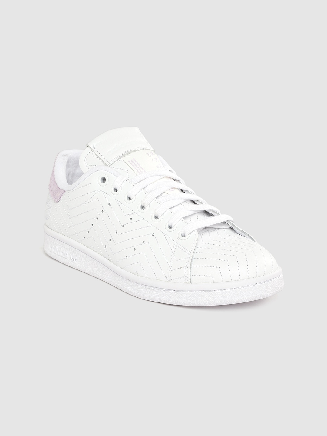 

ADIDAS Originals Women White Stan Smith Chevron Patterned Leather Sneakers