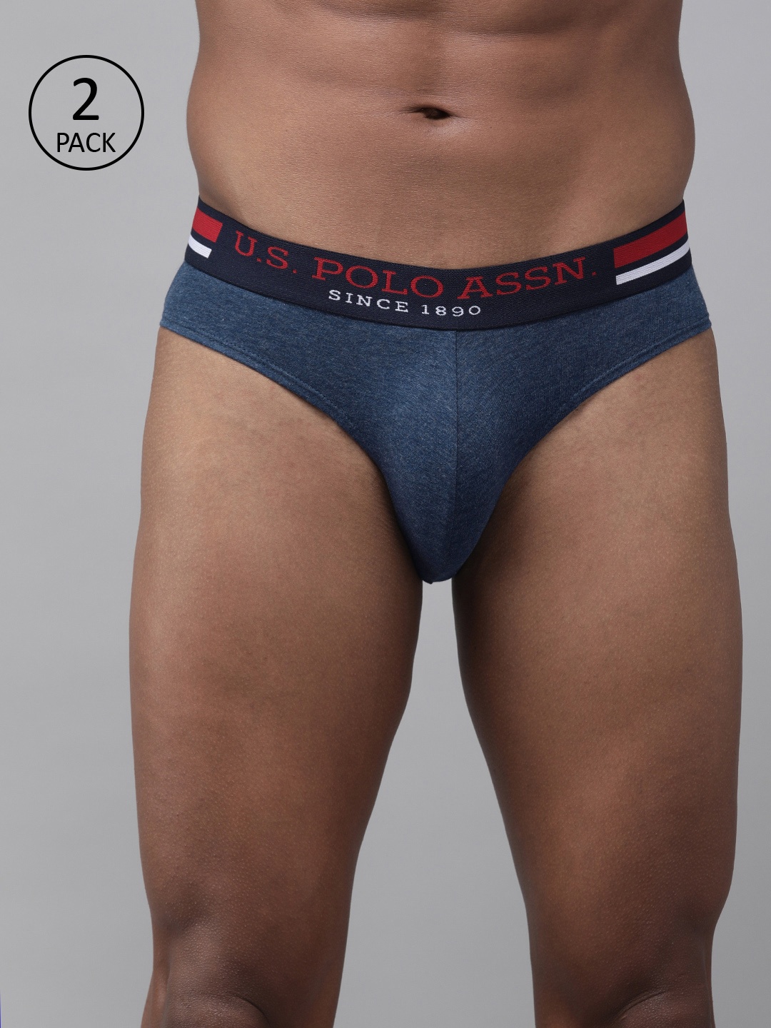 

U.S. Polo Assn. Men Pack of 2 Navy Blue Solid Briefs Y9I006-433-P2