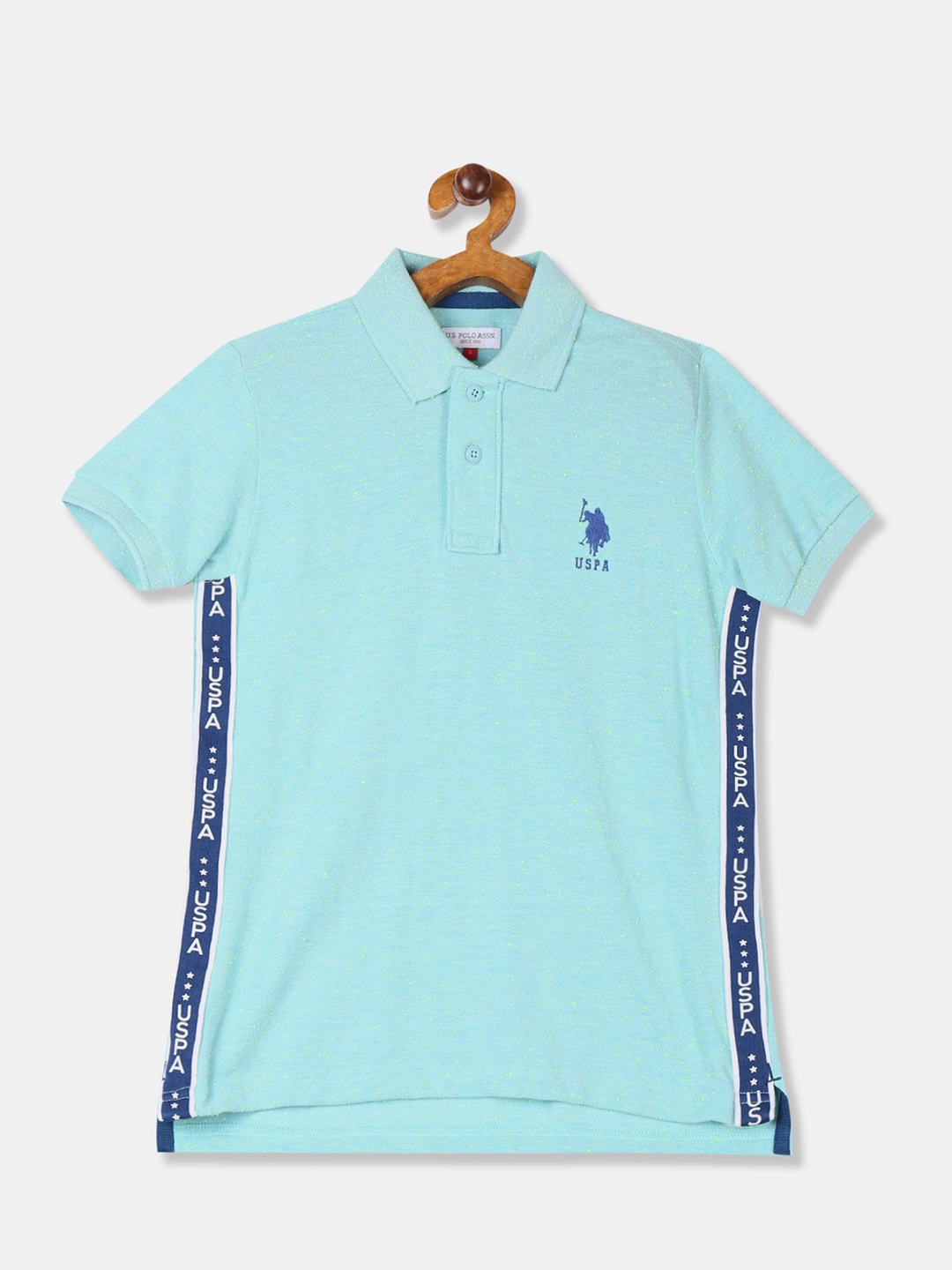 

U.S. Polo Assn. Kids Boys Blue Printed Polo Collar T-shirt