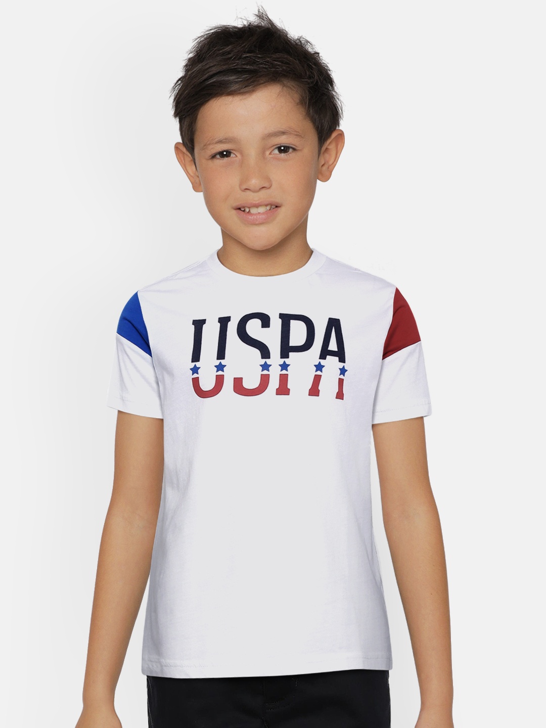 

U.S. Polo Assn. Kids Boys White Printed Round Neck Pure Cotton T-shirt