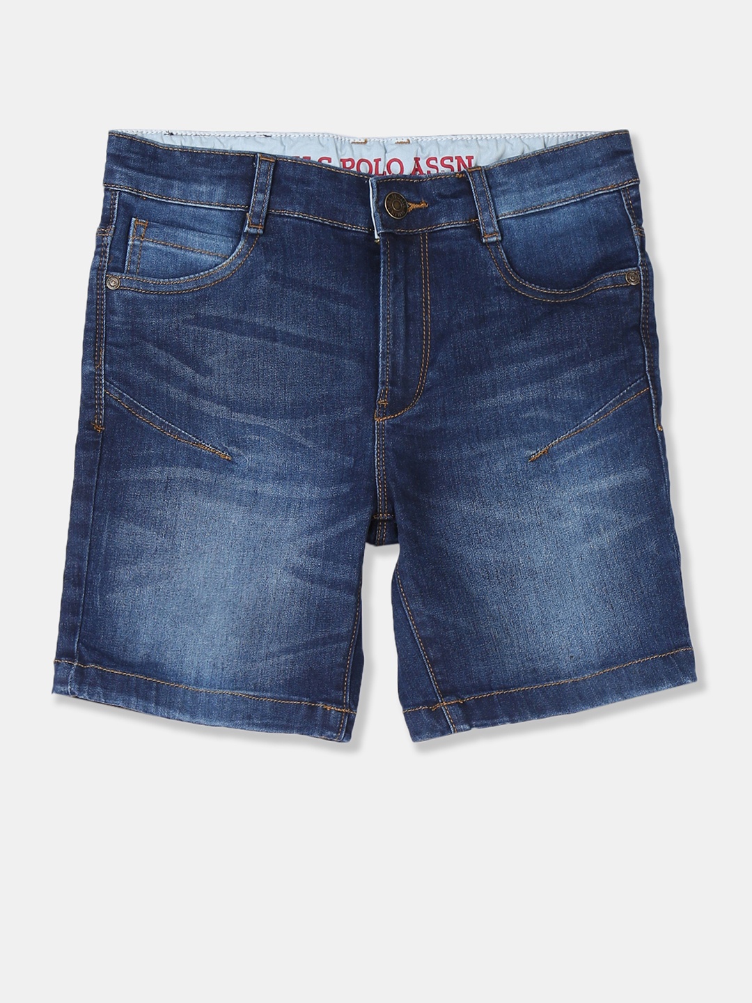 

U.S. Polo Assn. Kids Boys Blue Solid Regular Fit Denim Shorts