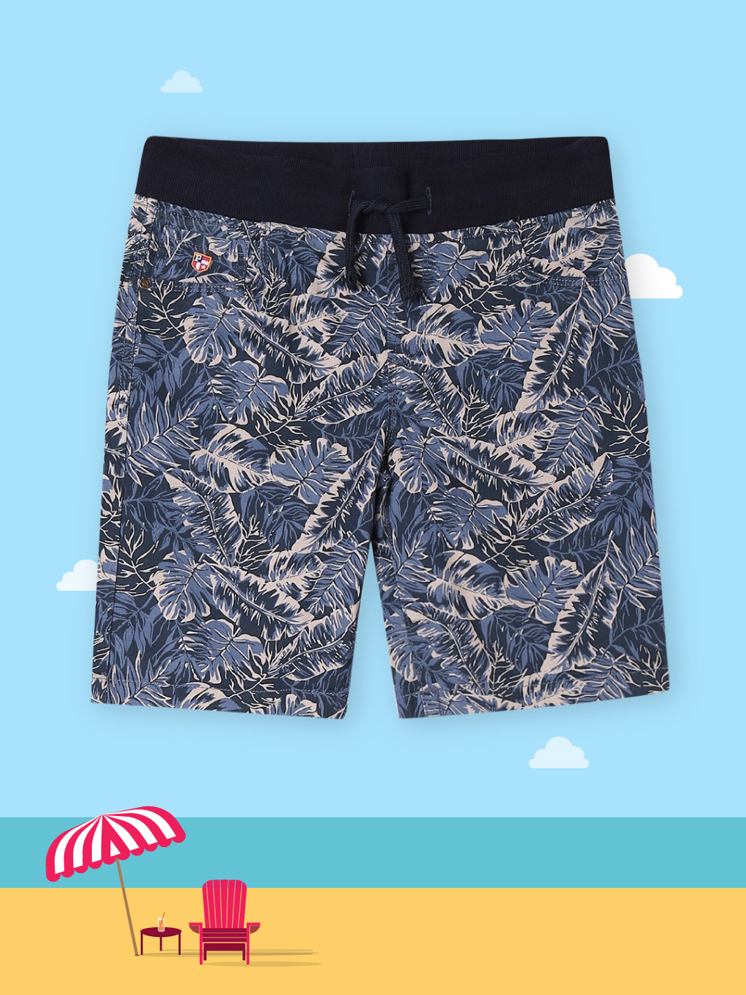 

U.S. Polo Assn. Kids Boys Navy Blue Printed Regular Fit Regular Shorts