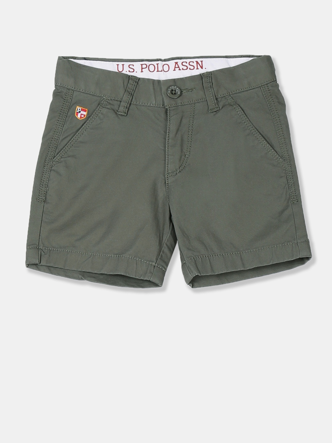

U.S. Polo Assn. Kids Boys Olive Green Solid Regular Fit Regular Shorts
