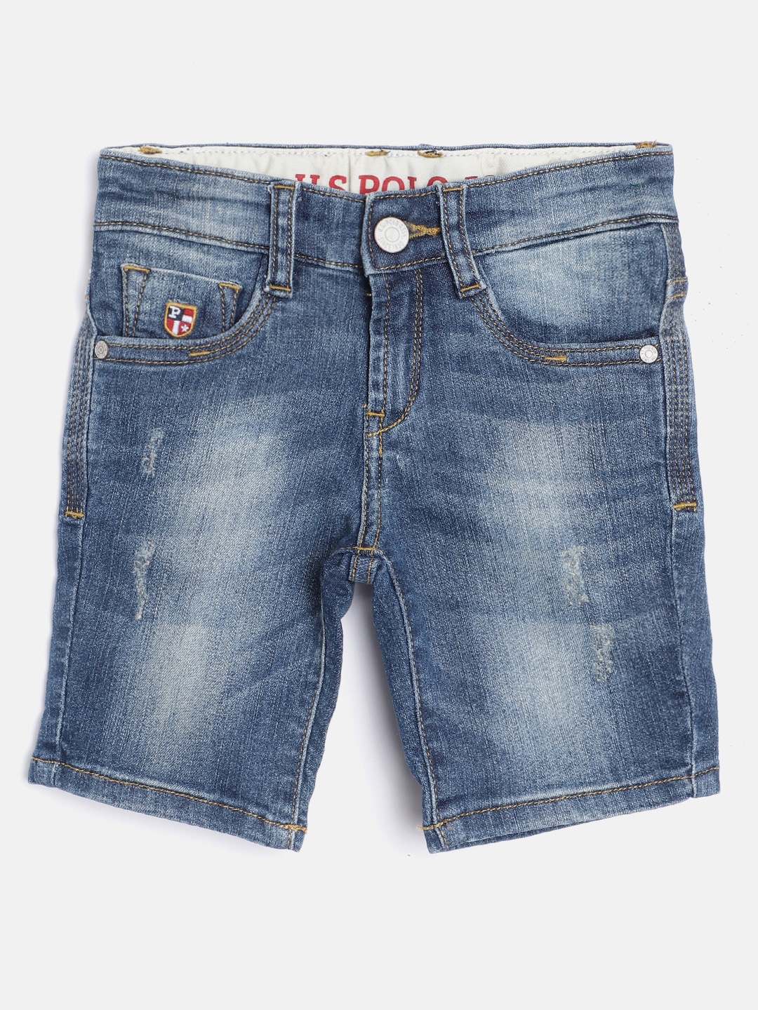 

U.S. Polo Assn. Kids Boys Blue Washed Regular Fit Denim Shorts