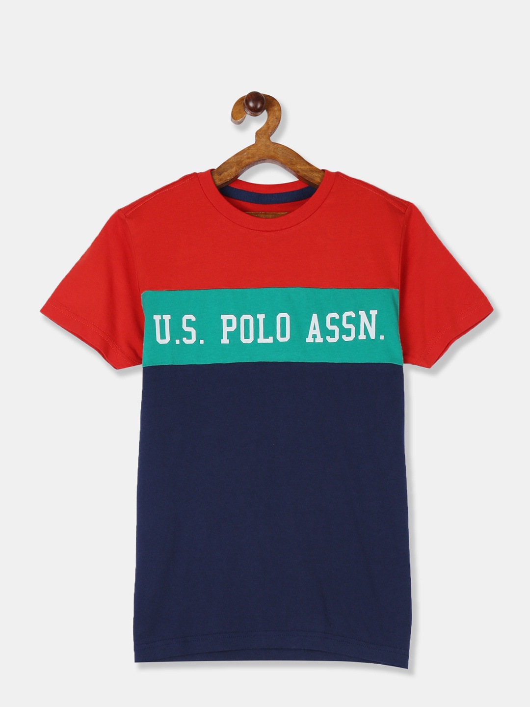

U.S. Polo Assn. Kids Boys Red Colourblocked Round Neck T-shirt