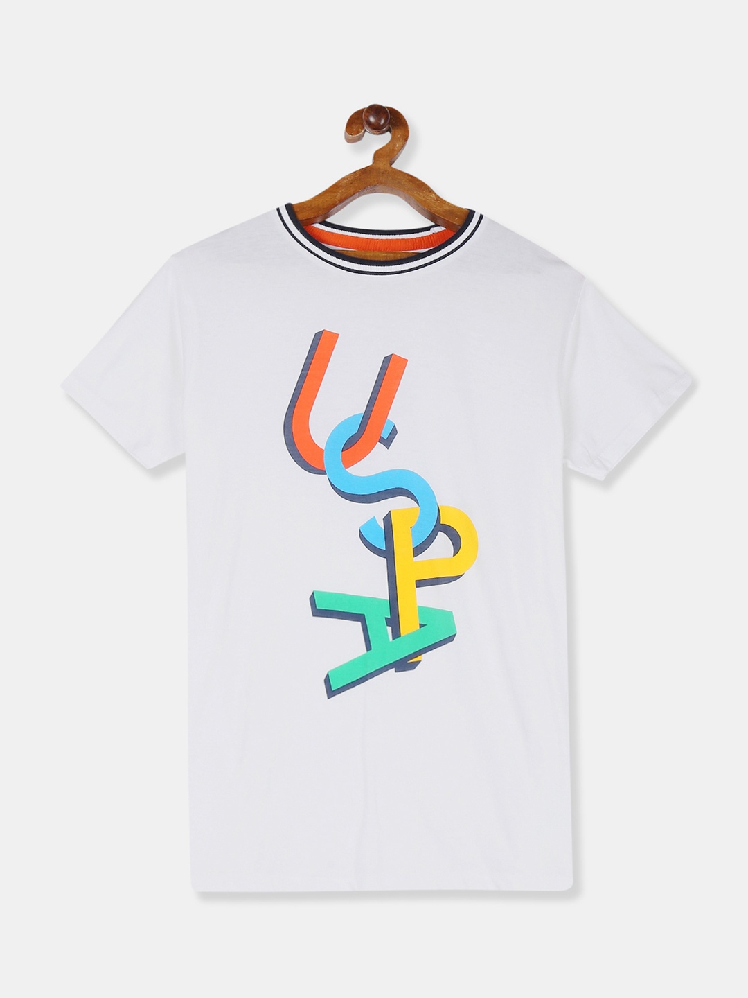 

U.S. Polo Assn. Kids Boys White Printed Round Neck T-shirt