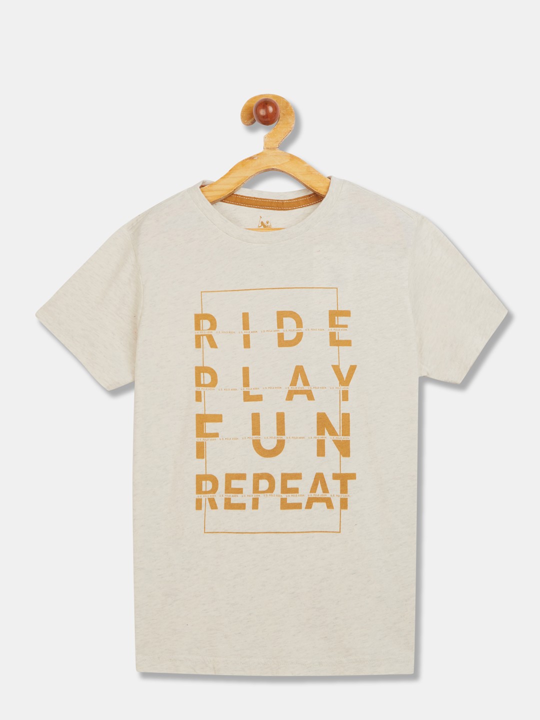 

U.S. Polo Assn. Kids Boys Off-White Printed Round Neck T-shirt