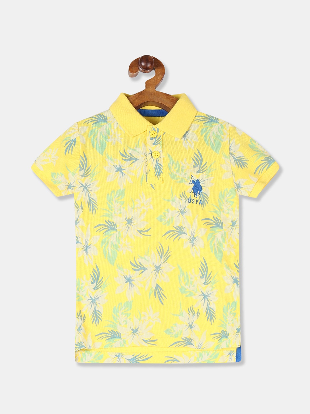 

U.S. Polo Assn. Kids Boys Yellow Printed Polo Collar T-shirt