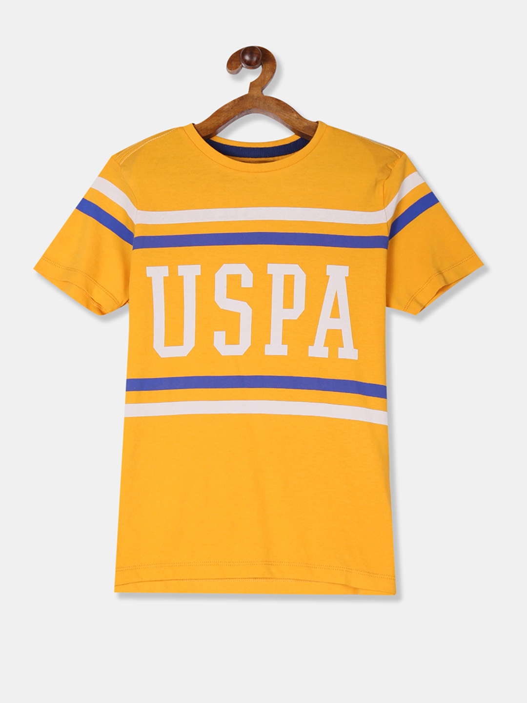 

U.S. Polo Assn. Kids Boys Yellow Printed Round Neck T-shirt