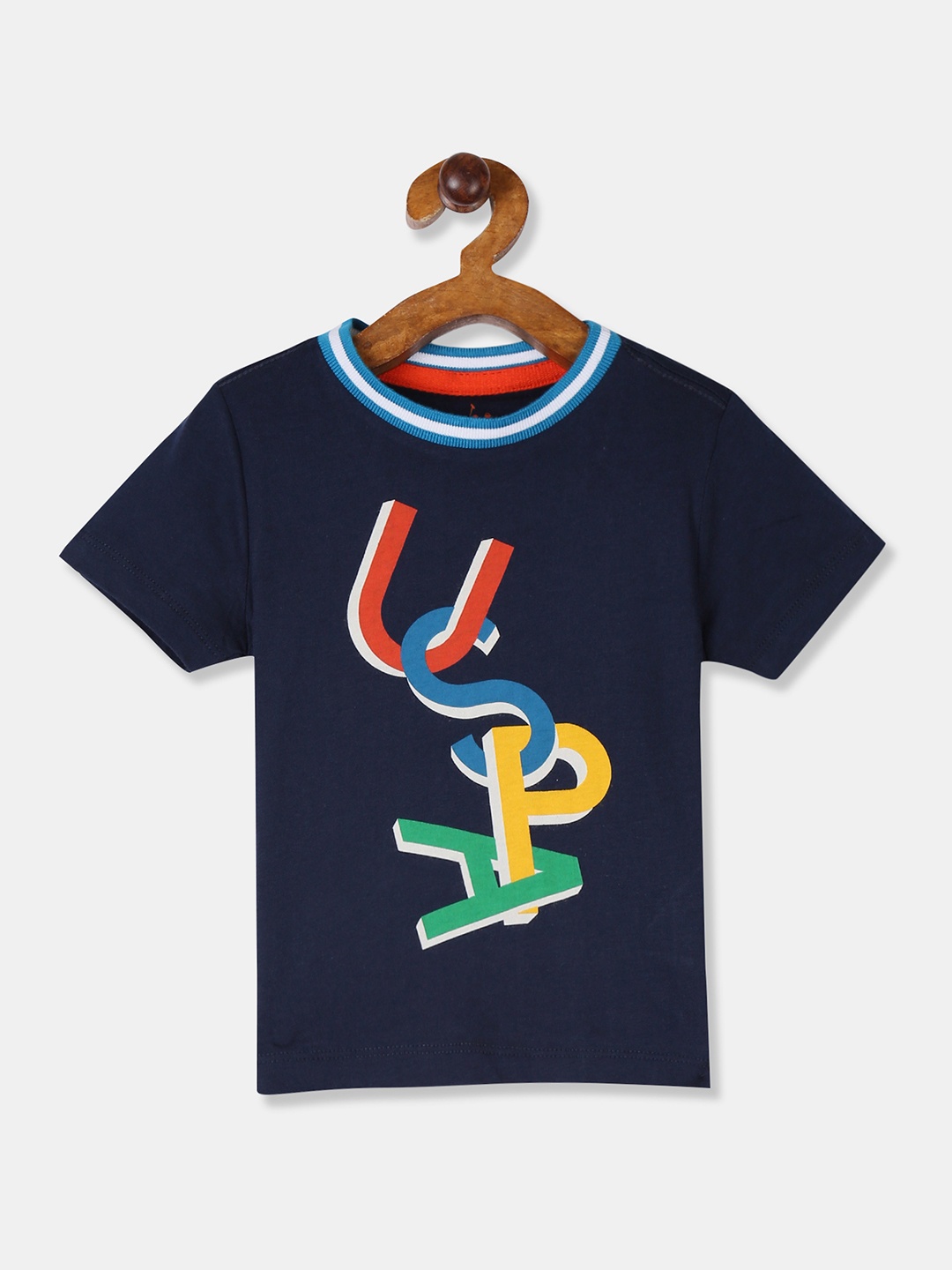 

U.S. Polo Assn. Kids Boys Navy Blue Printed Round Neck T-shirt