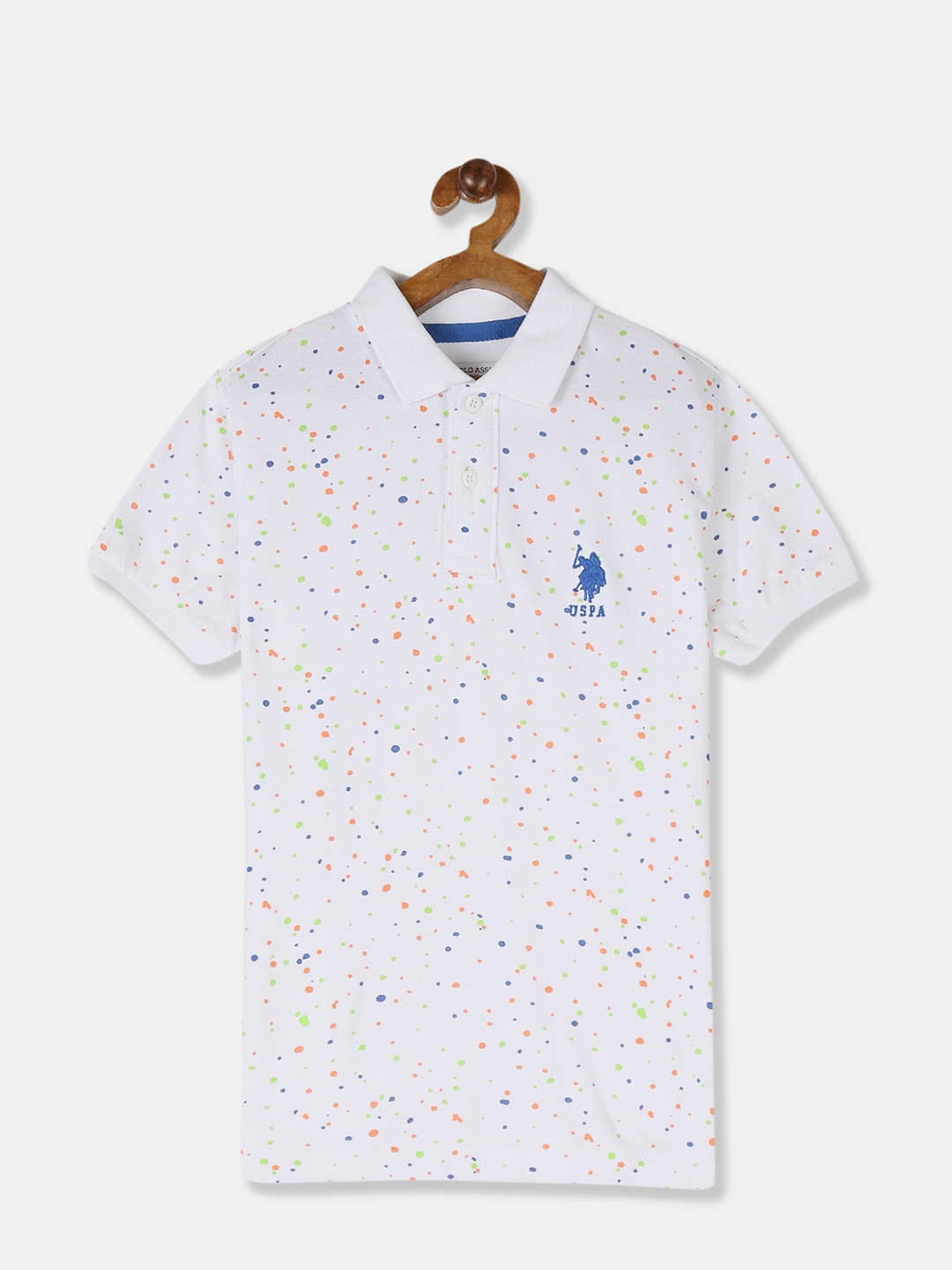 

U.S. Polo Assn. Kids Boys White Printed Polo Collar T-shirt