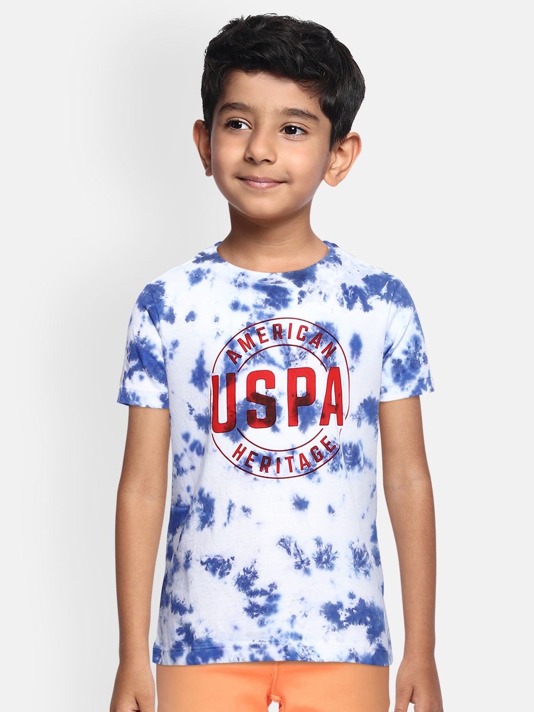 

U.S. Polo Assn. Kids Boys Blue Tie & Dye Round Neck T-shirt