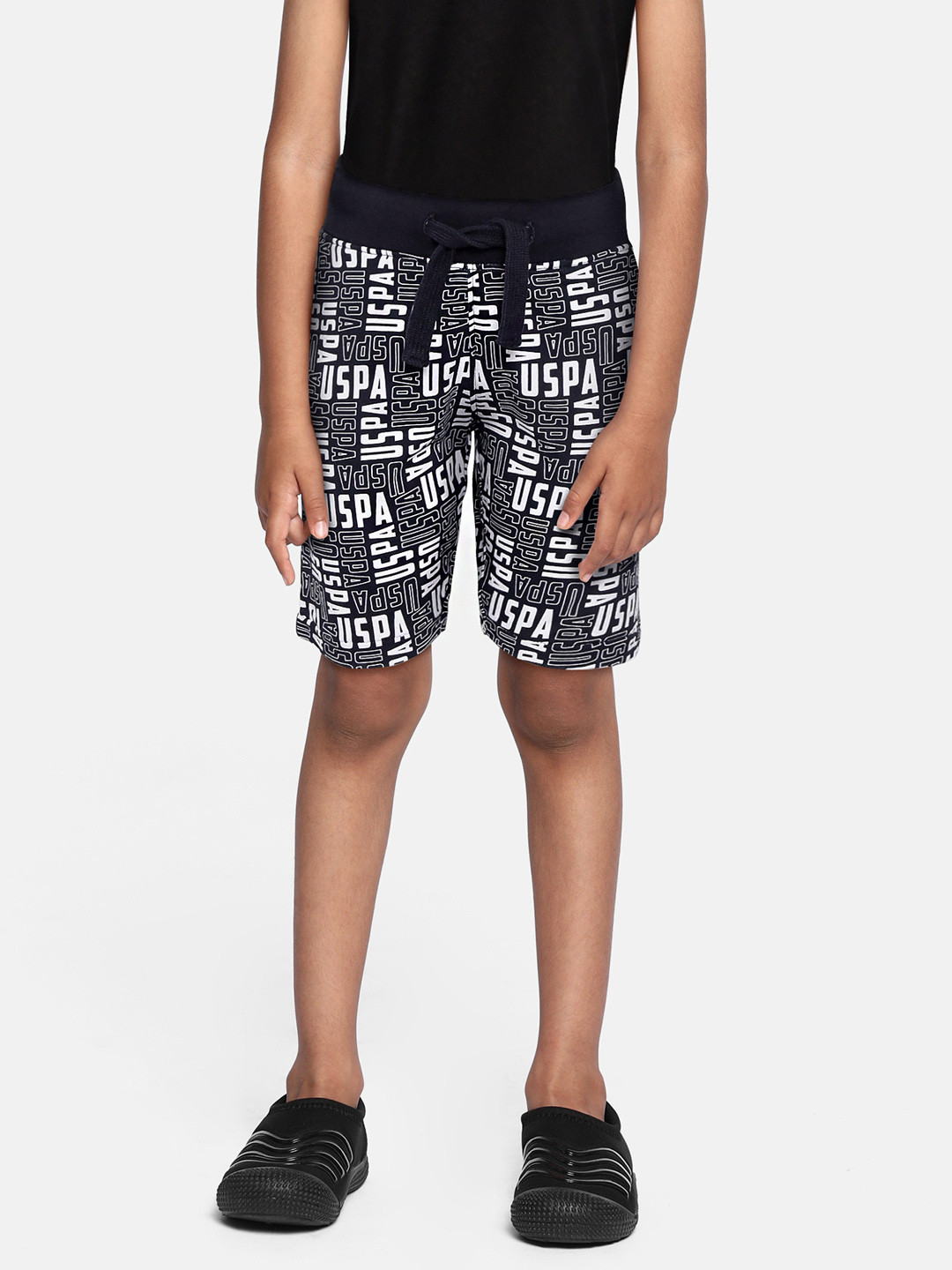 

U.S. Polo Assn. Kids Boys Navy Blue & White Printed Regular Shorts