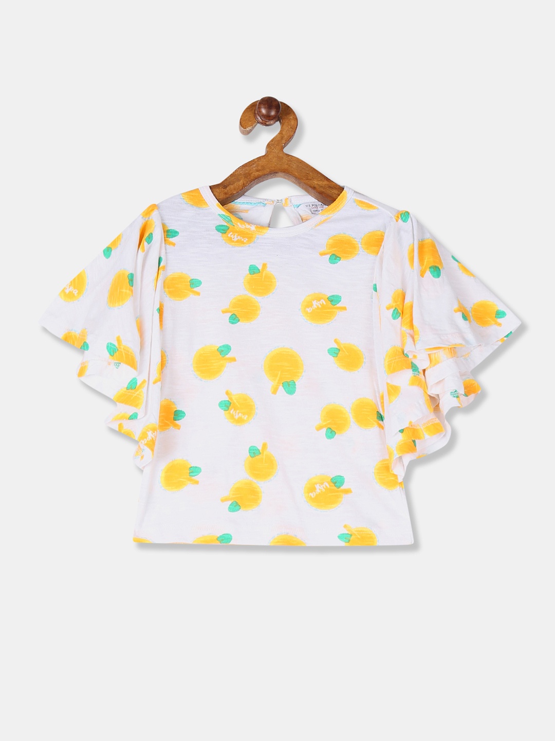 

U.S. Polo Assn. Kids Girls White Printed Pure Cotton Top