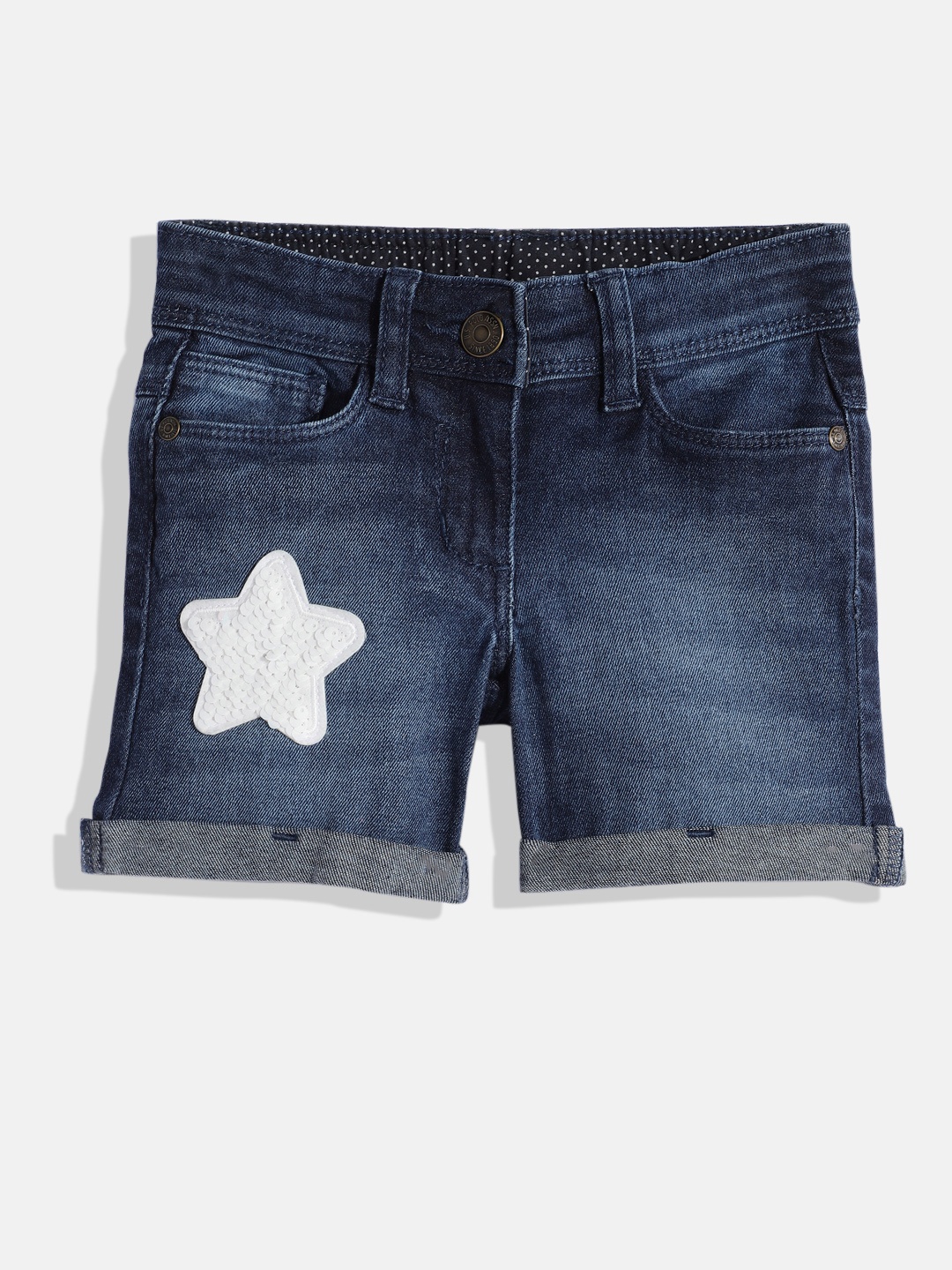 

U S Polo Assn Kids Girls Blue Embellished Denim Shorts
