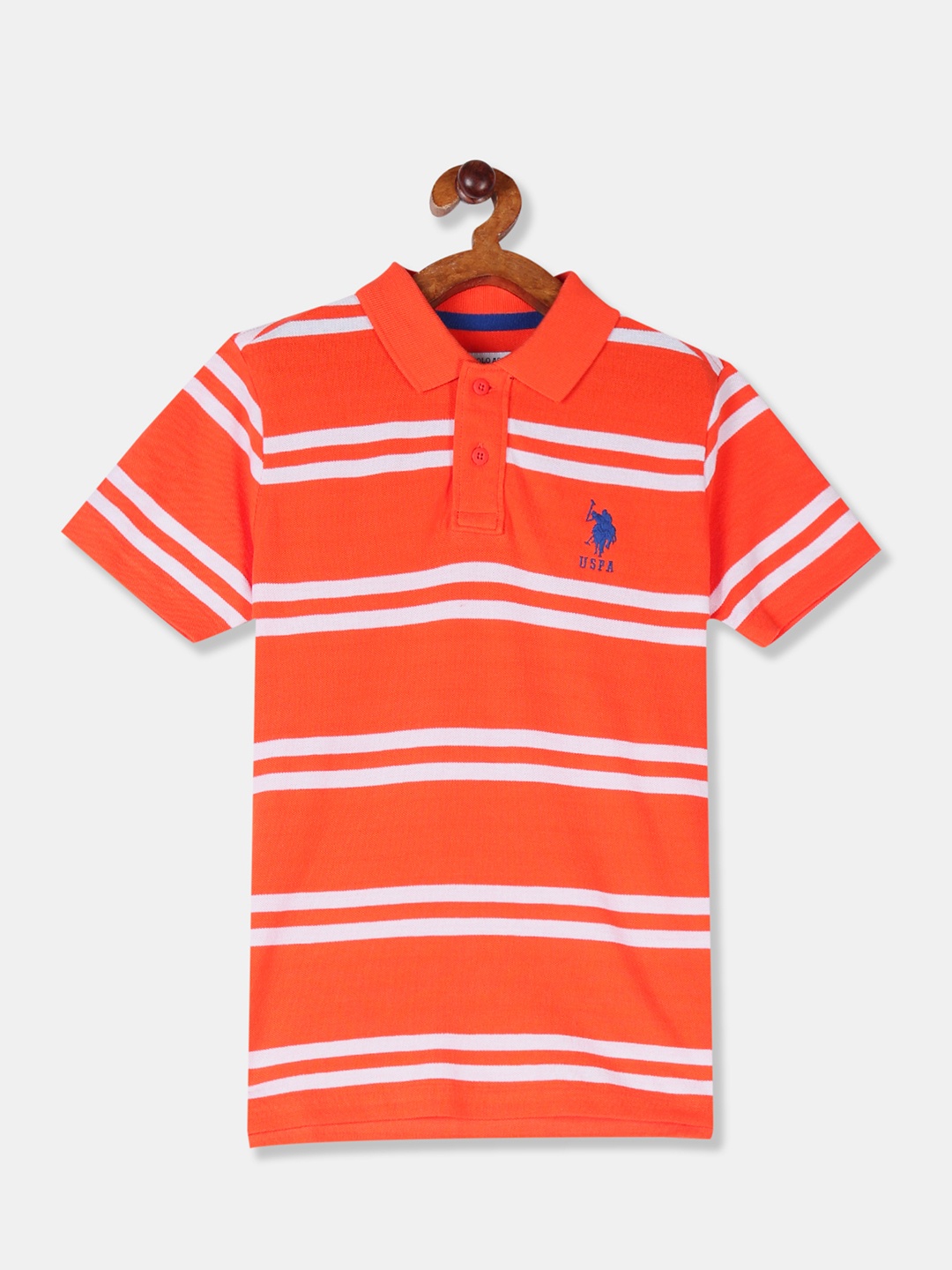 

U.S. Polo Assn. Kids Boys Orange Striped Polo Collar T-shirt