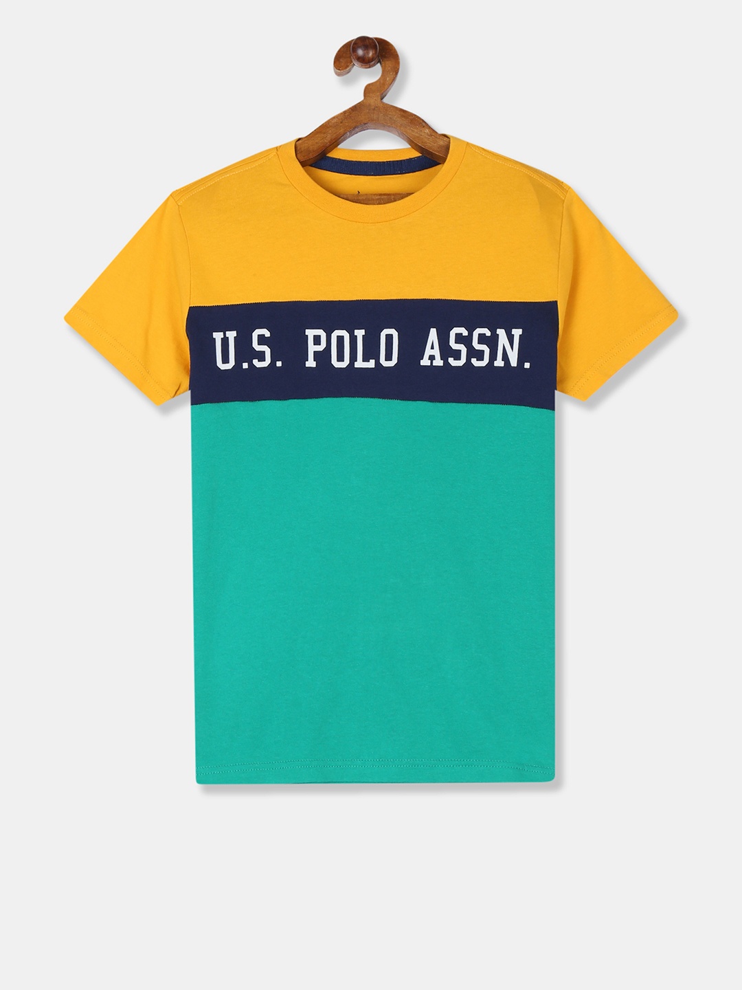 

U.S. Polo Assn. Kids Boys Yellow & Green Printed Round Neck T-shirt