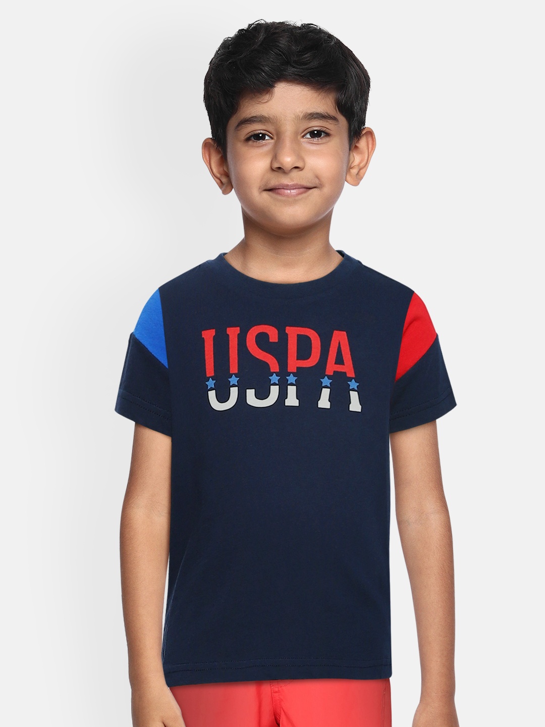 

U.S. Polo Assn. Kids Boys Navy Blue Printed Round Neck T-shirt