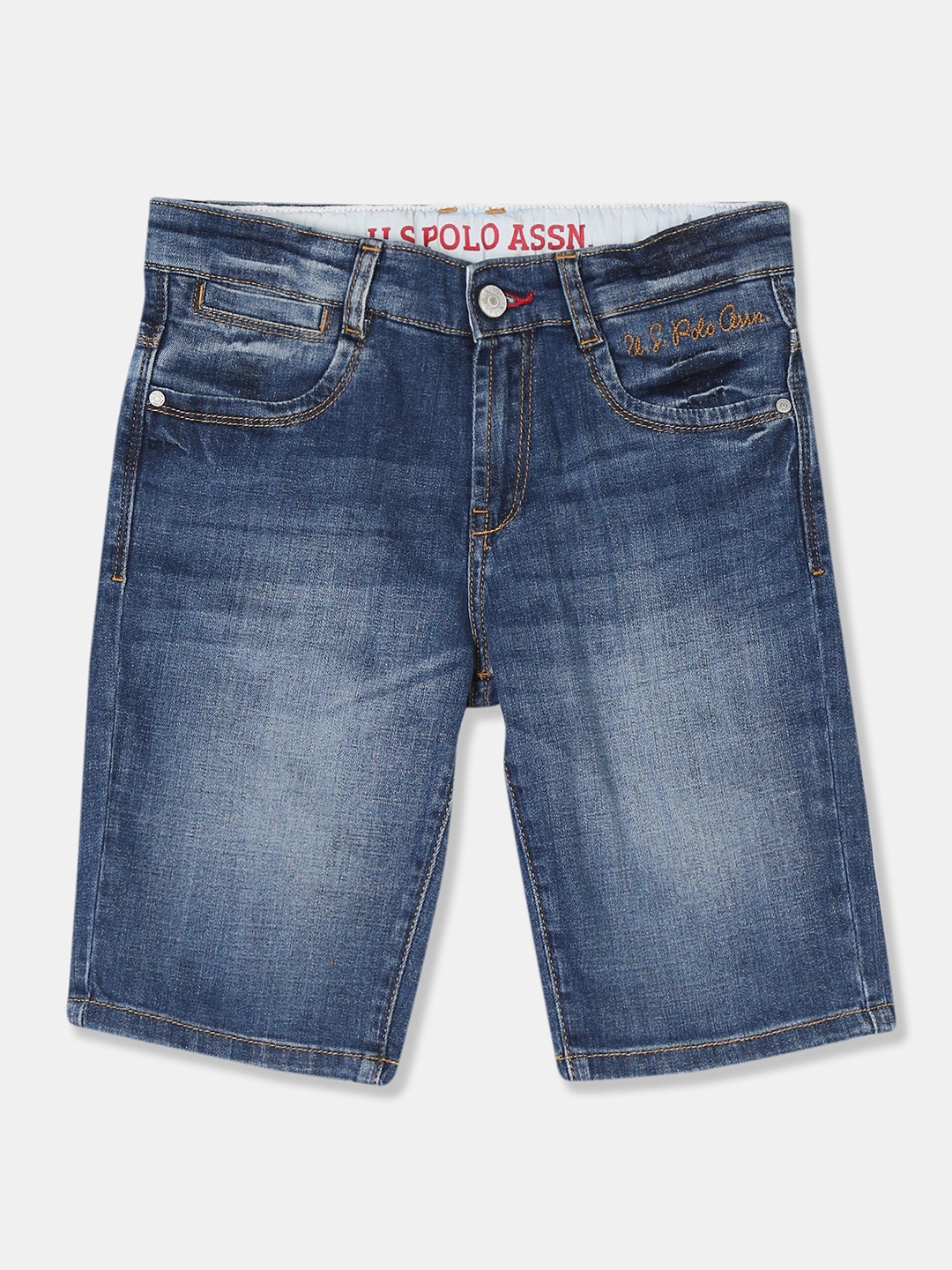 

U.S. Polo Assn. Kids Boys Blue Solid Regular Fit Denim Shorts