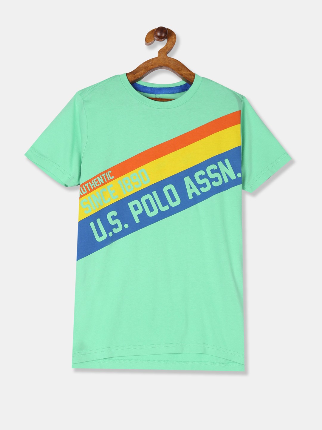 

U.S. Polo Assn. Kids Boys Green Printed Round Neck T-shirt
