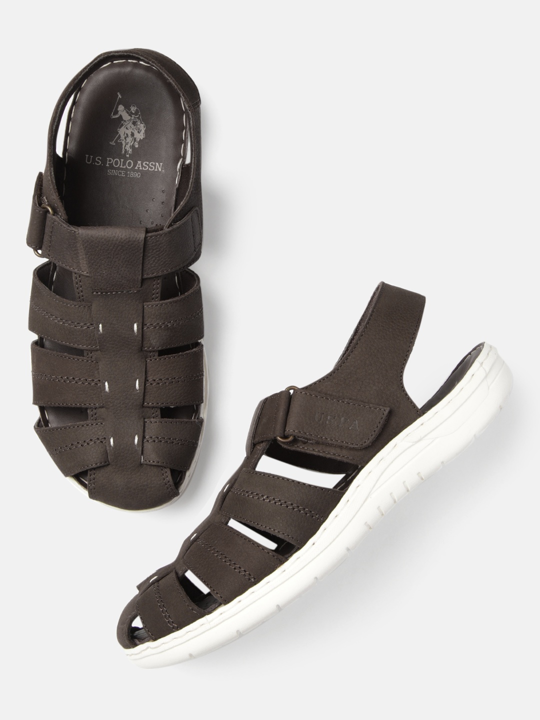 

U.S. Polo Assn. Men Brown ALBERTUS Leather Fisherman Sandals