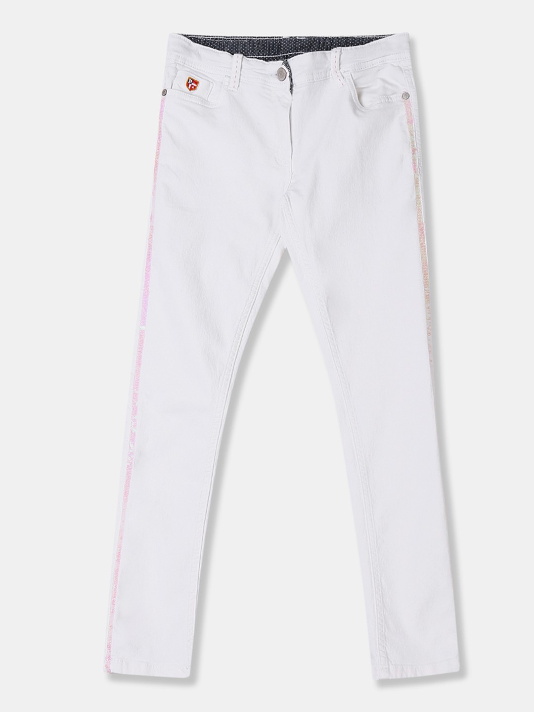 

U.S. Polo Assn. Kids Girls White Regular Fit Mid-Rise Clean Look Stretchable Jeans
