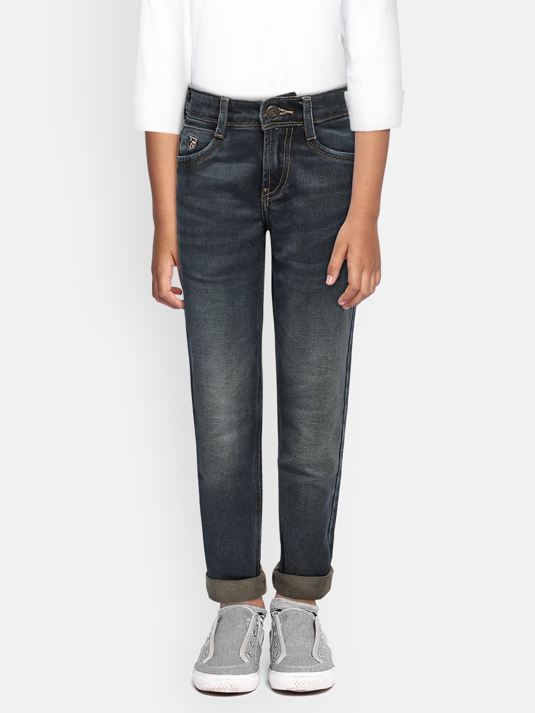 

U.S. Polo Assn. Kids Boys Blue Regular Fit Mid-Rise Clean Look Jeans