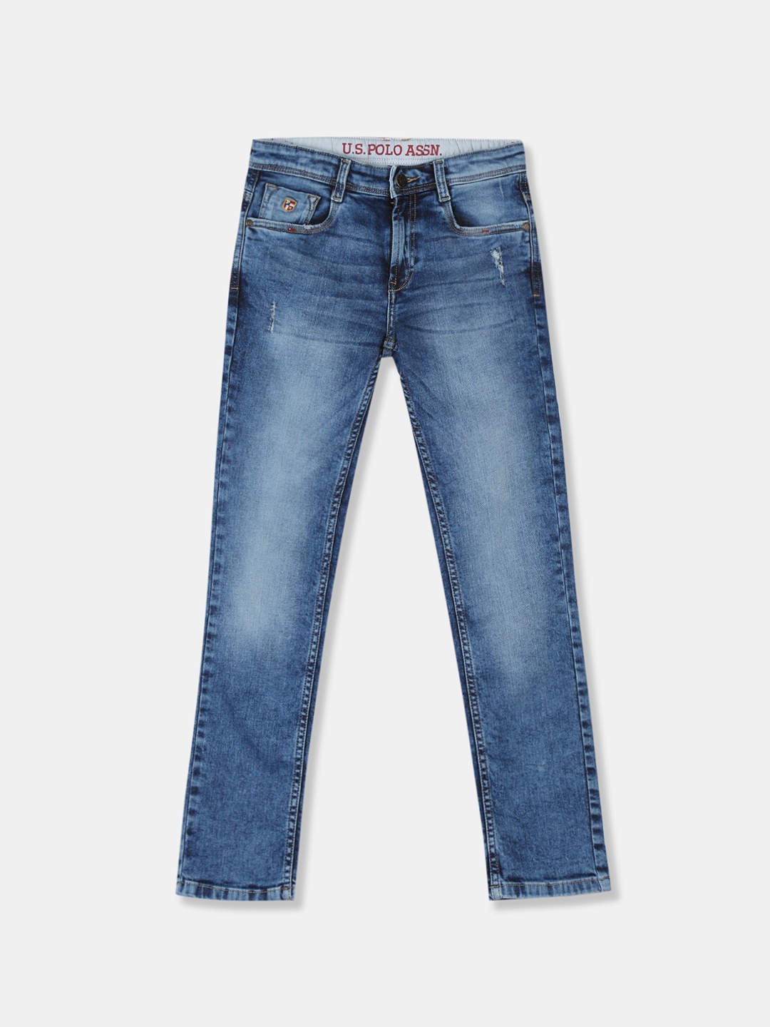 

U.S. Polo Assn. Kids Boys Blue Regular Fit Mid-Rise Clean Look Jeans