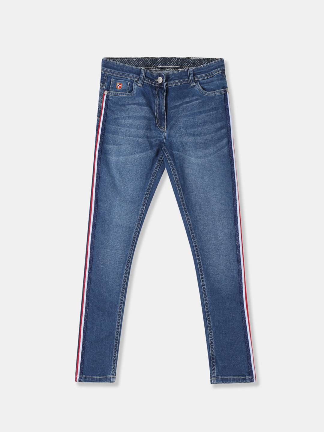 

U.S. Polo Assn. Kids Girls Blue Regular Fit Mid-Rise Clean Look Jeans