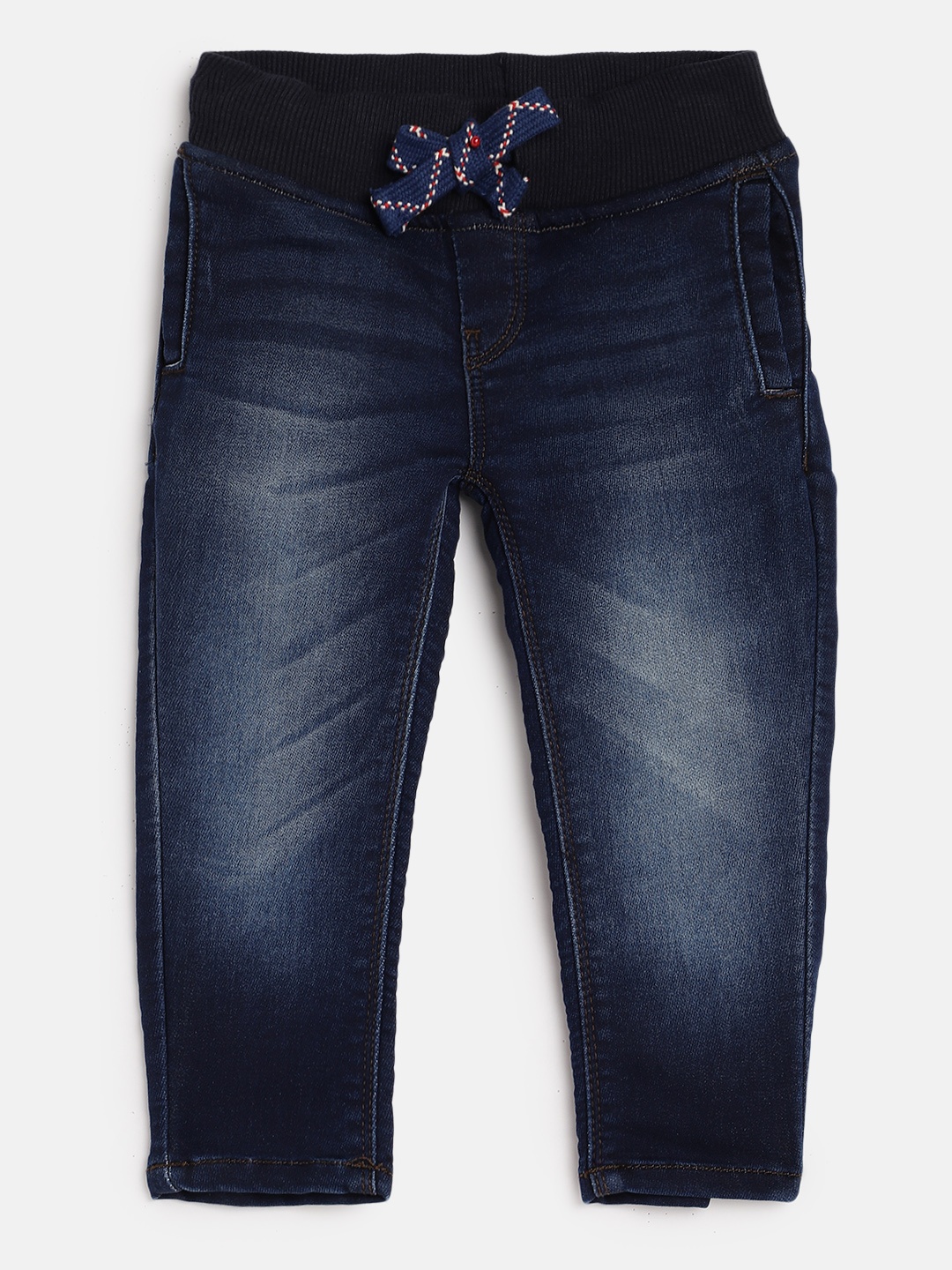 

U.S. Polo Assn. Kids Boys Navy Blue Slim Fit Mid-Rise Clean Look Stretchable Jeans
