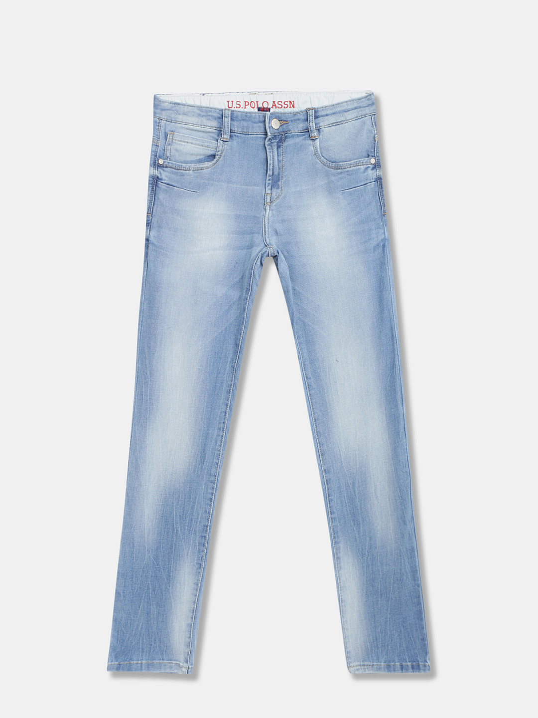 

U.S. Polo Assn. Kids Boys Blue Skinny Fit Mid-Rise Clean Look Jeans