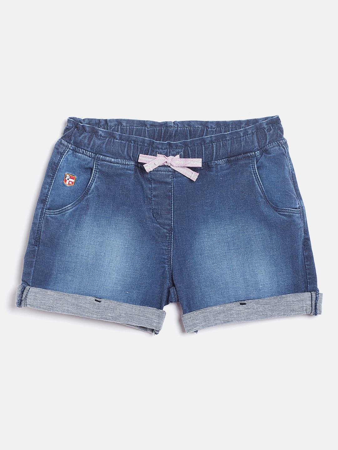 

U.S. Polo Assn. Kids Girls Navy Blue Washed Denim Shorts