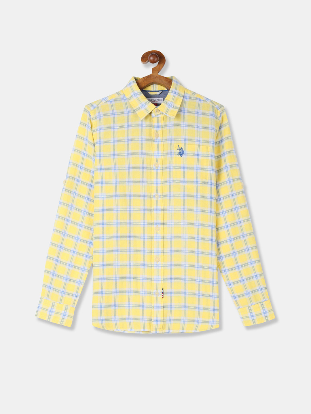 

U.S. Polo Assn. Kids Boys Yellow & Grey Regular Fit Checked Casual Shirt