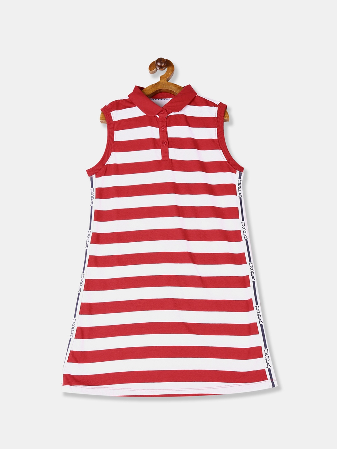 

U.S. Polo Assn. Kids Girls Red Striped Shirt Dress