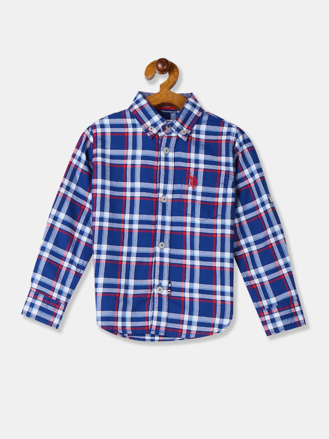 

U.S. Polo Assn. Kids Boys Blue Regular Fit Checked Casual Shirt